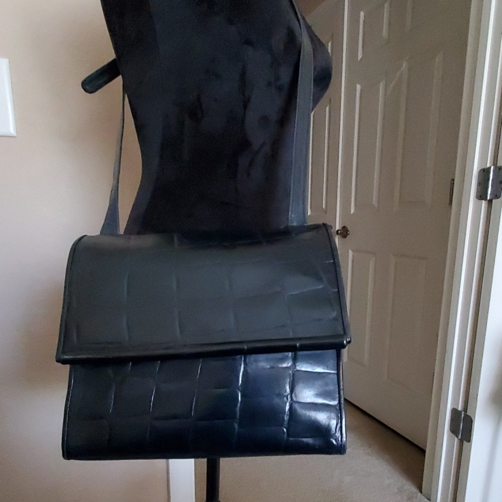 Anne Klein Croco Crossbody Kelly Bag